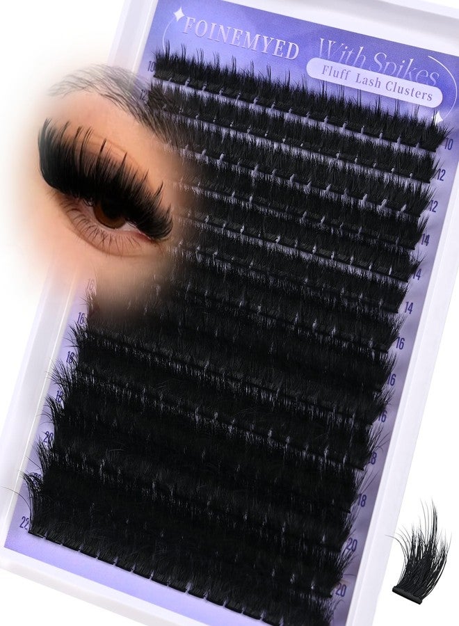 FOINEMYED Lash Clusters with Spikes 300D Manga Volume Lash Clusters Evil Look Eyelash Clusters 10-22MM Thick Eyelash Extensions D-Curly Individual Lash Extensions DIY at Home by FOINEMYED - Image 1