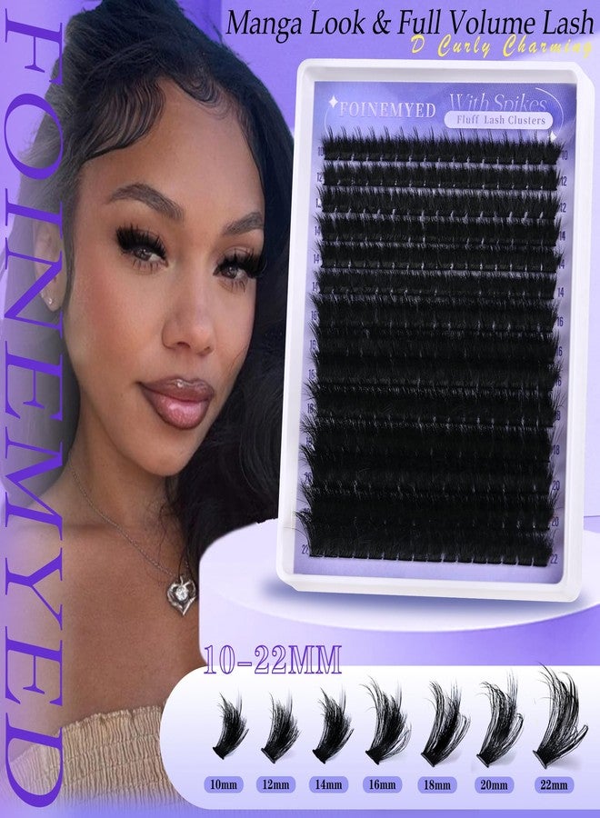 FOINEMYED Lash Clusters with Spikes 300D Manga Volume Lash Clusters Evil Look Eyelash Clusters 10-22MM Thick Eyelash Extensions D-Curly Individual Lash Extensions DIY at Home by FOINEMYED - Image 5