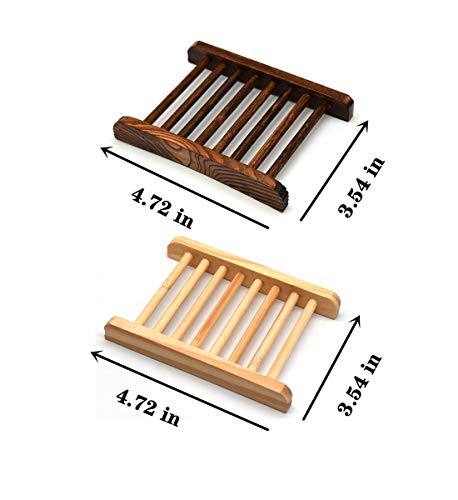 Ru S 10 Piece Home Bamboo Wood Soap Holder, Bathroom Wooden Soap Case, Hand Craft Bathtub Shower Dish Accessories (Charcoal and Wooden) - Image 2