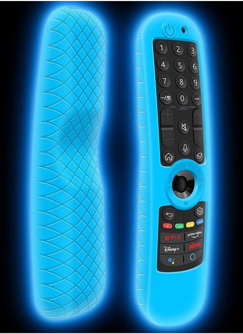 Silicone Case for LG MR21GA MR21GC Remote Control [Shockproof] Anti-Slip Protective Cover for LG MR22GA MR22GN MR23GA MR24GN Magic Remote 2021-2024 Case Sleeve Holder Protector Skin (Glow Blue)