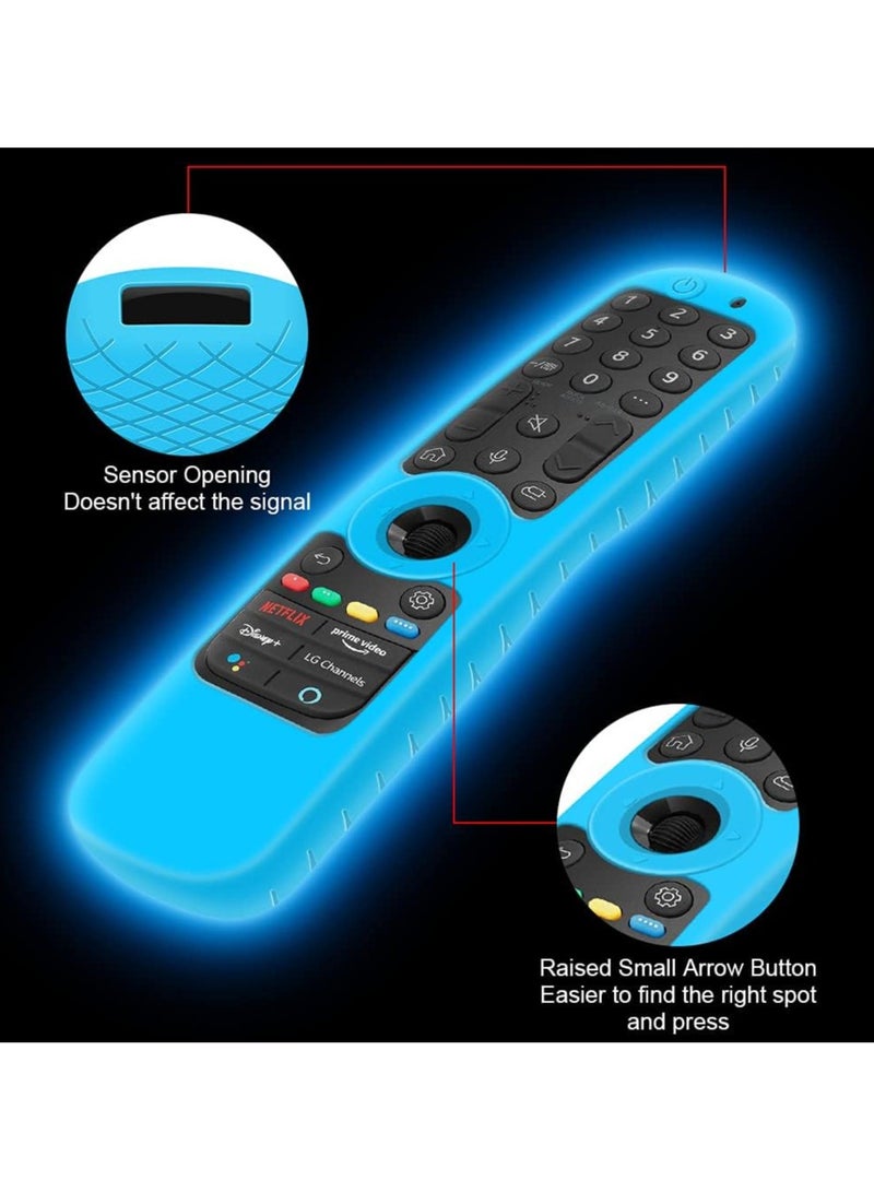 Silicone Case for LG MR21GA MR21GC Remote Control [Shockproof] Anti-Slip Protective Cover for LG MR22GA MR22GN MR23GA MR24GN Magic Remote 2021-2024 Case Sleeve Holder Protector Skin (Glow Blue)