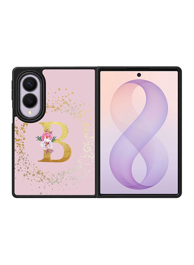 Stylizedd Rugged Case for Samsung Galaxy Z Fold8- Slim Fit Hybrid Rubber Cover Floral Monogram - B (Pink)