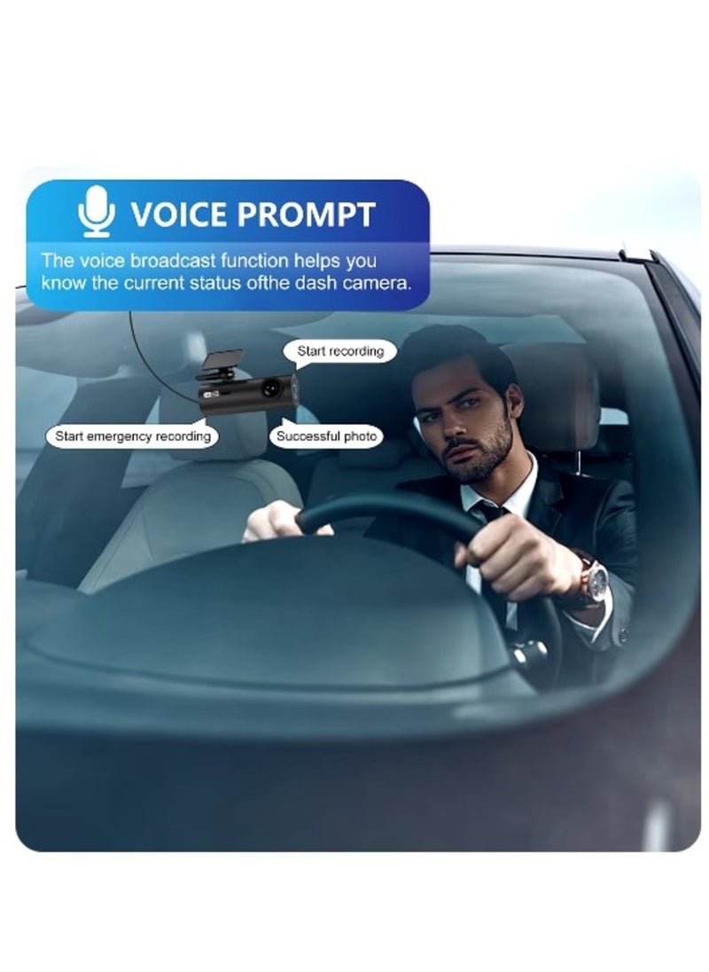Car DVR Black Box Mini Camera Dashcam Front And Rear 2K Dash Cam For Car 24 Hour Parking Monitoring Loop Recording Voice Prompts