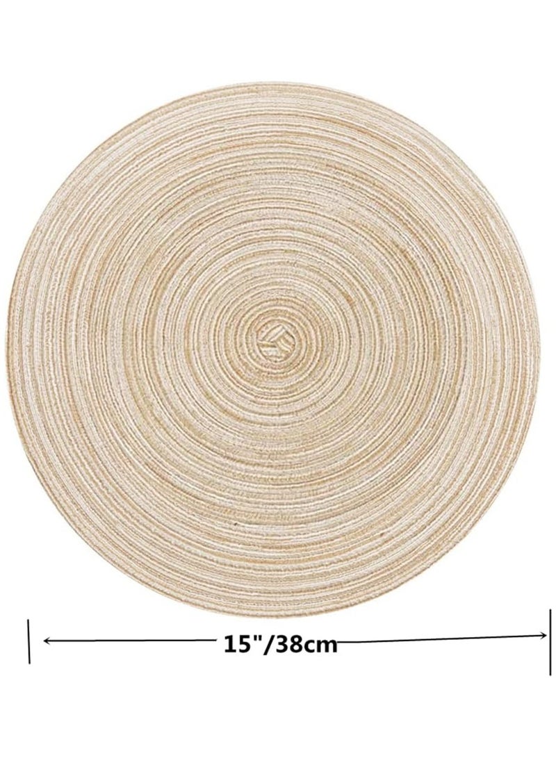 مفارش طاولة، مفارش دائرية مضفرة لطاولة الطعام بقطر 15 بوصة، مفارش مطبخ قطنية مقاومة للحرارة وغير قابلة للانزلاق قابلة للغسل (بيج، مجموعة من 4) - Image 2