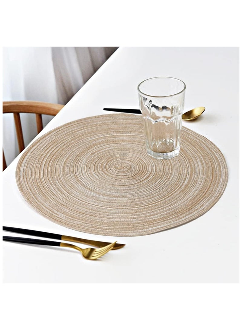 مفارش طاولة، مفارش دائرية مضفرة لطاولة الطعام بقطر 15 بوصة، مفارش مطبخ قطنية مقاومة للحرارة وغير قابلة للانزلاق قابلة للغسل (بيج، مجموعة من 4) - Image 3