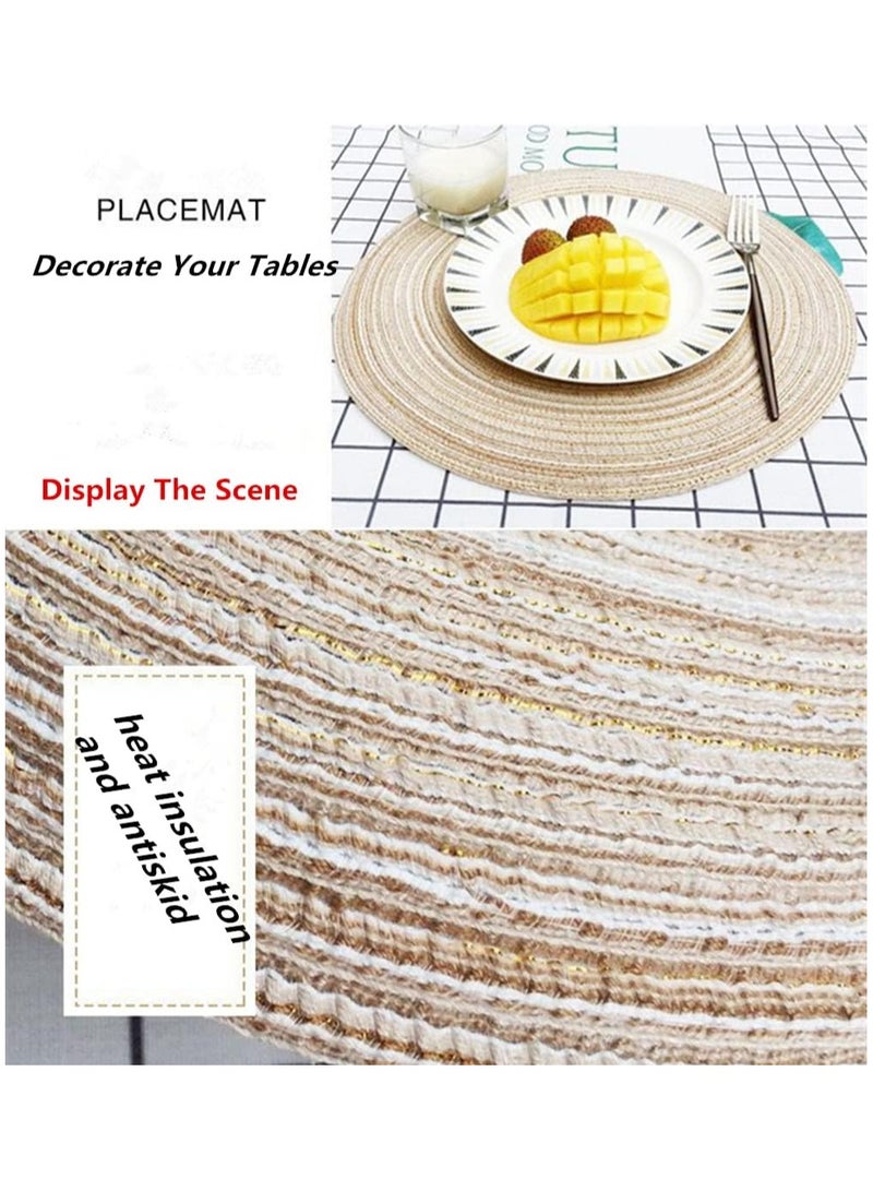 مفارش طاولة، مفارش دائرية مضفرة لطاولة الطعام بقطر 15 بوصة، مفارش مطبخ قطنية مقاومة للحرارة وغير قابلة للانزلاق قابلة للغسل (بيج، مجموعة من 4) - Image 5