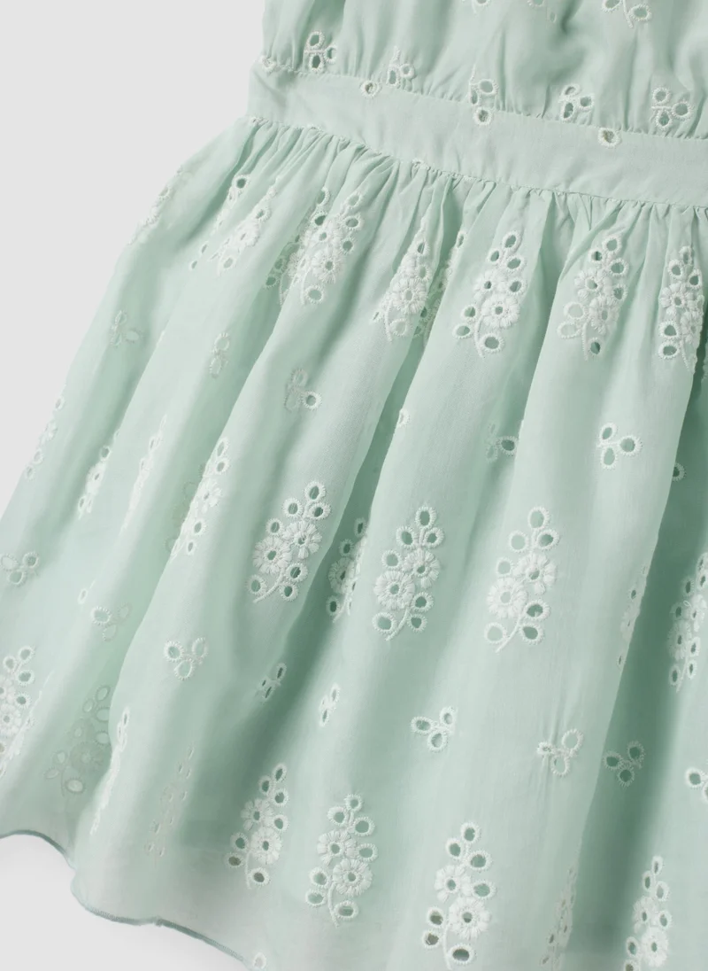 Ovs  OVS Green Broderie Anglaise Viscose And Cotton Blend Dress For Girls, Regular Fit for Women | Best Price UAE