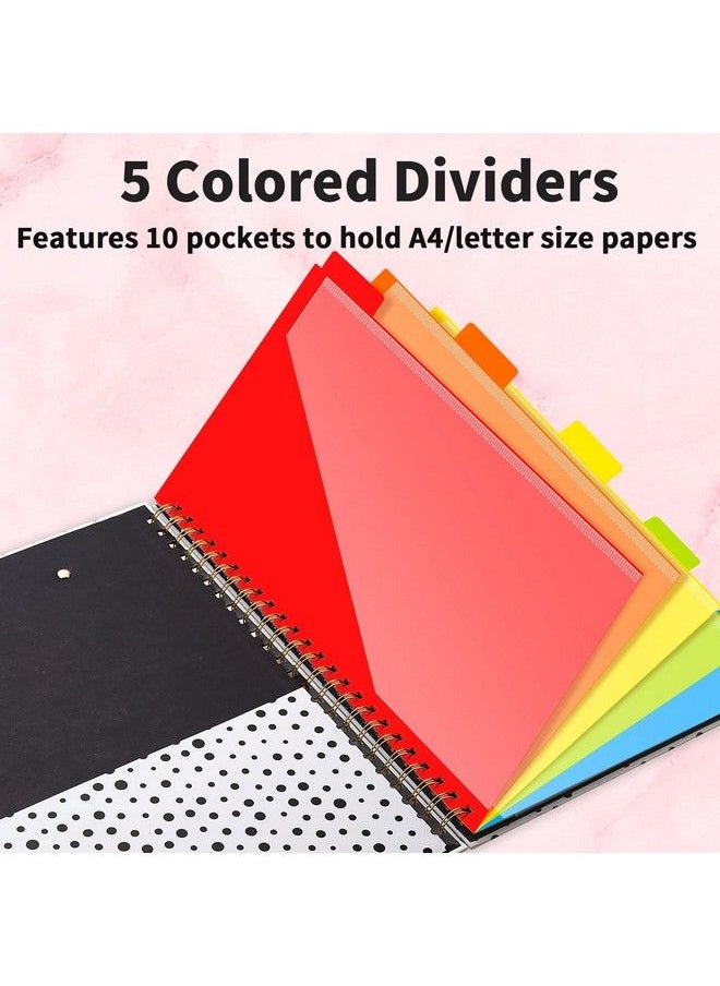 Spiral Clipboard Folio With Refillable Notepad Cute Clipboard Folder 5 Dividers With 10 Pockets Versatile Clipfolio Portable Clipboard Notebook Clipboard Portfolio For School Office Nursing