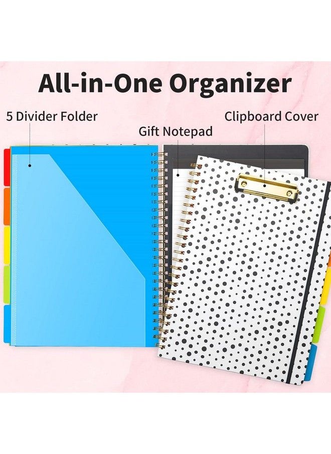 Spiral Clipboard Folio With Refillable Notepad Cute Clipboard Folder 5 Dividers With 10 Pockets Versatile Clipfolio Portable Clipboard Notebook Clipboard Portfolio For School Office Nursing