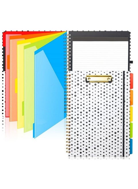 Spiral Clipboard Folio With Refillable Notepad Cute Clipboard Folder 5 Dividers With 10 Pockets Versatile Clipfolio Portable Clipboard Notebook Clipboard Portfolio For School Office Nursing