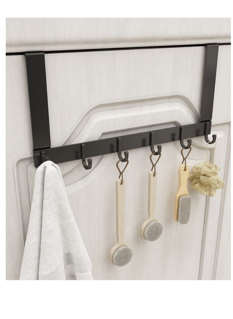 Arabest Door Hook Storage Rack Metal Hanger Door 6 Hook Hanger Black  - Image 1
