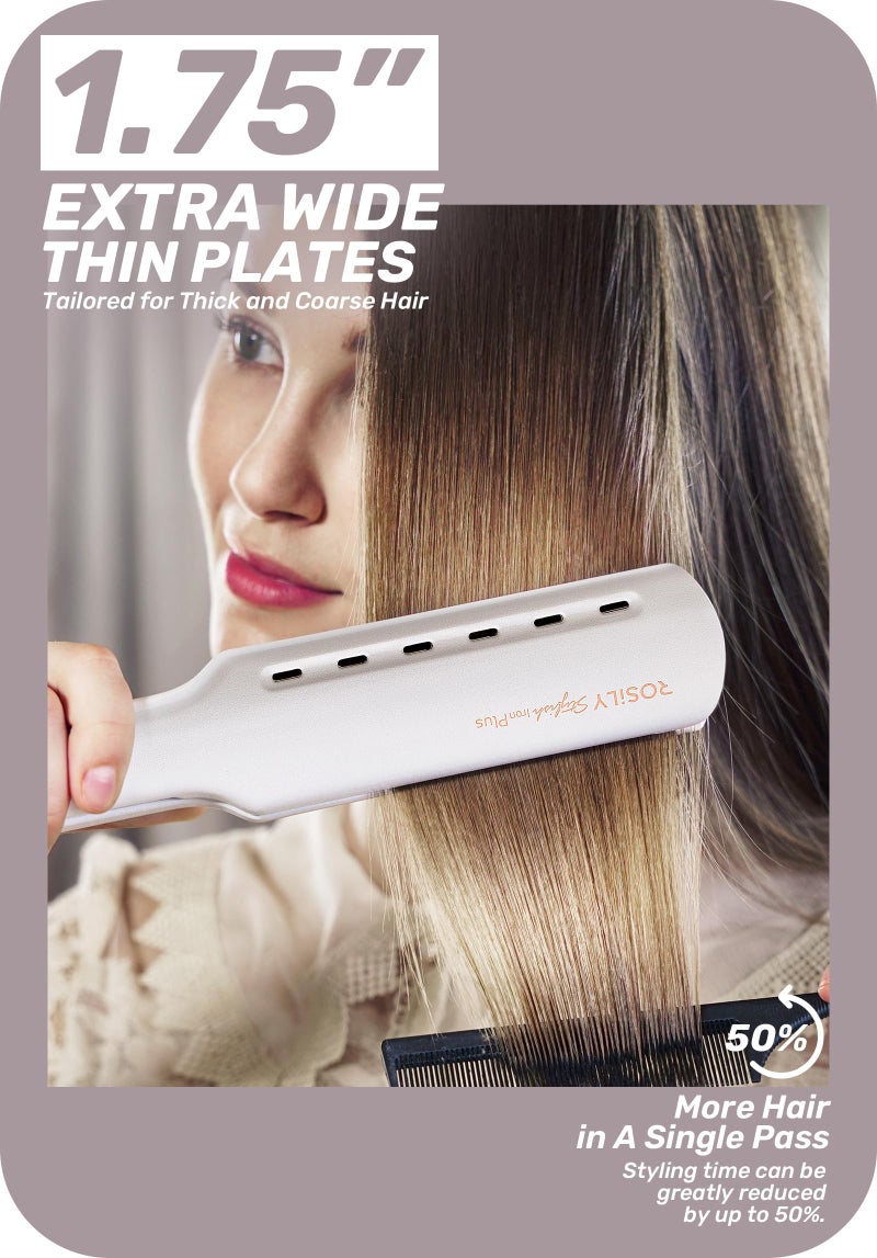 ROSILY Nano Titanium Flat Iron | 1.75 Inch Wide Hair Straightener, Dual Voltage 100-240V, Adjustable Temperature Suitable for All Hair Type, Instant Heat Up - Image 3