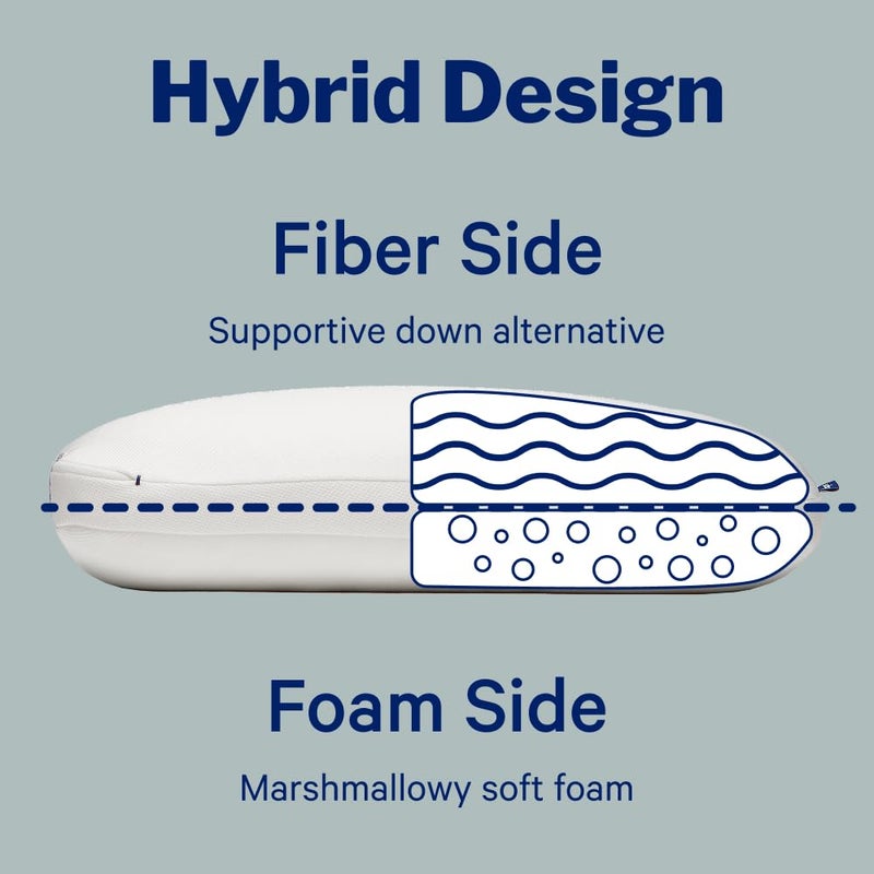 Casper Sleep Essential Cooling Hybrid Pillow, King Size â€“ Dual-Sided Foam & Down-Alternative Fill, Medium Feel, Cooling Cover, Supports Side Sleepers, Breathable & Pressure-Relieving - Image 2