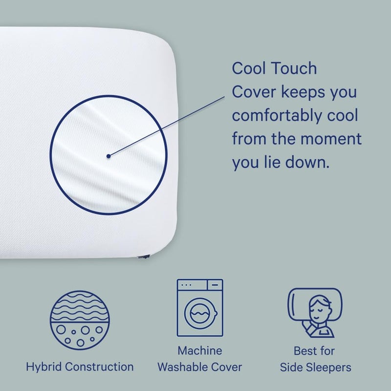 Casper Sleep Essential Cooling Hybrid Pillow, King Size â€“ Dual-Sided Foam & Down-Alternative Fill, Medium Feel, Cooling Cover, Supports Side Sleepers, Breathable & Pressure-Relieving - Image 3
