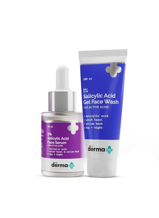 THE derma Co Antiacne Regimen Combo 1% Salicylic Acid Gel Face Wash (100 Ml) + 2% Salicylic Acid Serum (30 Ml)  - Image 1