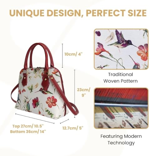 Signare Tapestry Hand Shoulder Bag Cross Body Purses Handbag Satchel Bag for Women In Hummingbird and Flower Design|CONV-HUMM - Image 3