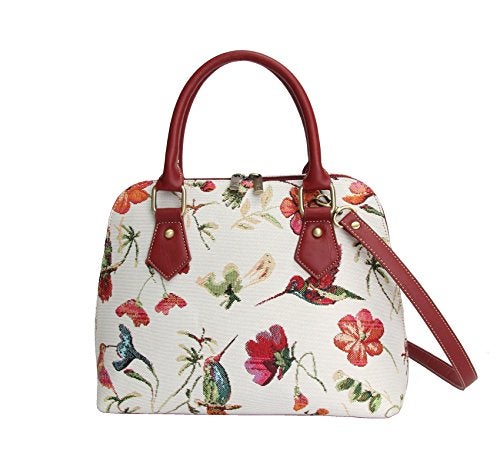 Signare Tapestry Hand Shoulder Bag Cross Body Purses Handbag Satchel Bag for Women In Hummingbird and Flower Design|CONV-HUMM - Image 1