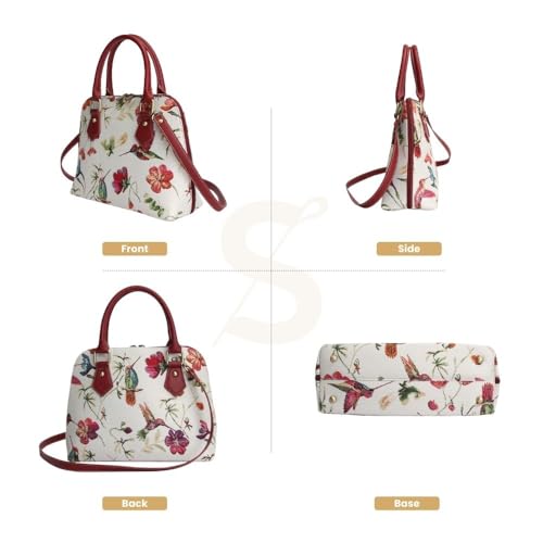 Signare Tapestry Hand Shoulder Bag Cross Body Purses Handbag Satchel Bag for Women In Hummingbird and Flower Design|CONV-HUMM - Image 2