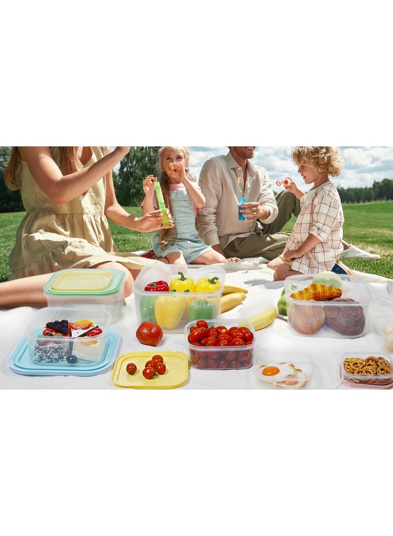 أوعية تخزين بلاستيكية بأغطية، أوعية مطبخ سريعة الوصول لتخزين الطعام، تصميم محكم الغلق قابل للتكديس لتوفير المساحة، آمنة للاستخدام في غسالة الأطباق والميكروويف والفريزر، متعددة الألوان، عبوة من 7 قطع - Image 2