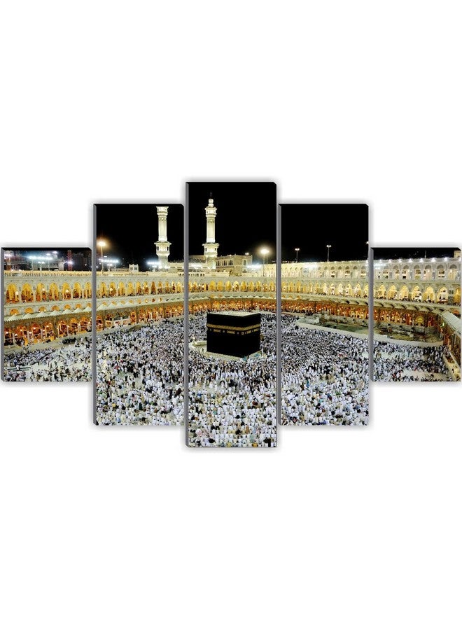 اس اي اف مجموعة من 5 لوحات إسلامية من مكة المكرمة والمدينة المنورة، فن ديني حديث، ديكور منزلي، لوحة كبيرة، 18 بوصة × 30 بوصة، SANFPNLS32286، متعدد الألوان - Image 2