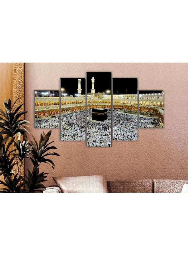 اس اي اف مجموعة من 5 لوحات إسلامية من مكة المكرمة والمدينة المنورة، فن ديني حديث، ديكور منزلي، لوحة كبيرة، 18 بوصة × 30 بوصة، SANFPNLS32286، متعدد الألوان - Image 5