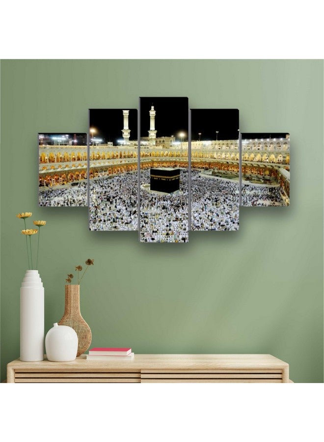 اس اي اف مجموعة من 5 لوحات إسلامية من مكة المكرمة والمدينة المنورة، فن ديني حديث، ديكور منزلي، لوحة كبيرة، 18 بوصة × 30 بوصة، SANFPNLS32286، متعدد الألوان - Image 1