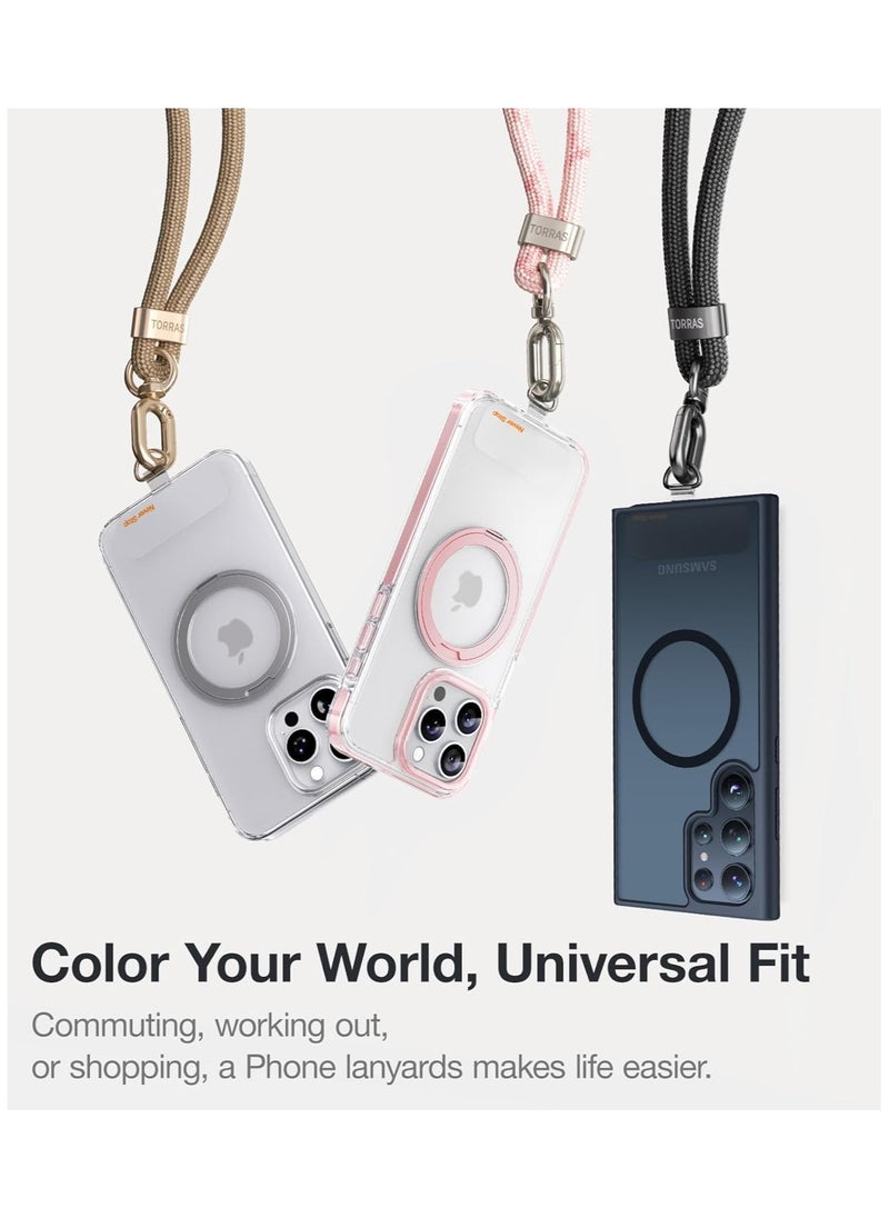 Phone Lanyard Crossbody with 2 Phone Tabs, Adjustable Anti Theft Phone Strap for All Phones, Premium Metal Buckles, Skin-Friendly, Universal Cell Phone Neck lanyard for Women and Men, Pink