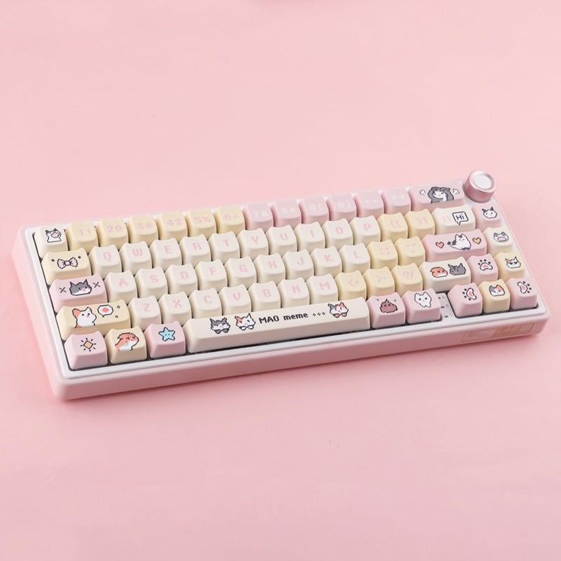 TYRIXKI PBT Keycaps 132 Keys Pixel Cat Keycaps Dye-Sublimation Cute Keycap Mao Profile Custom Keycap for Cherry Gateron MX Swithes Mechanical Gaming Keyboards - Image 5