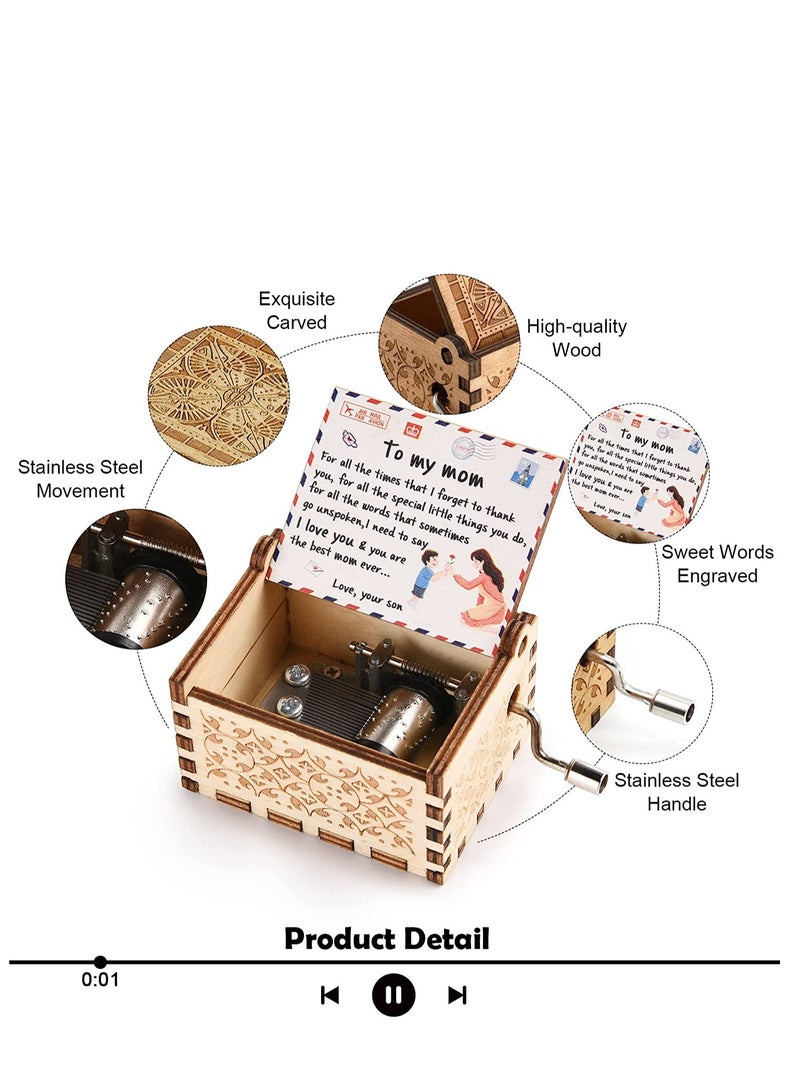 Barakah Birthday Music Box Gifts for Mom from Son, You are My Sunshine Mechanism Vintage Cute Personalized Son to Mothers Day - Image 4