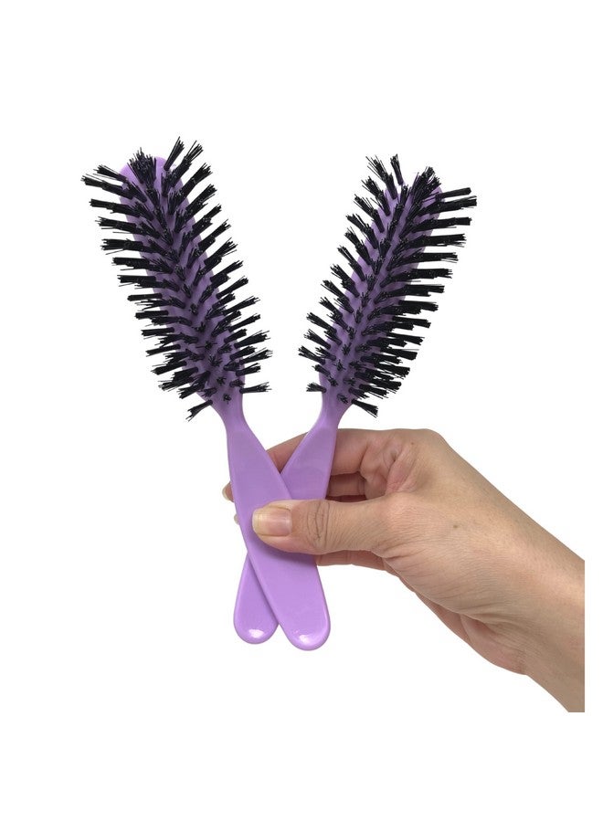 Styling Gear Detangling Hair Brush Nylon Bristles 7 Row Teasing Womens Brush For Thick Hair Small Travel Hairbrush Brush For Hair 2 Pcs. (Lavender) - Image 2