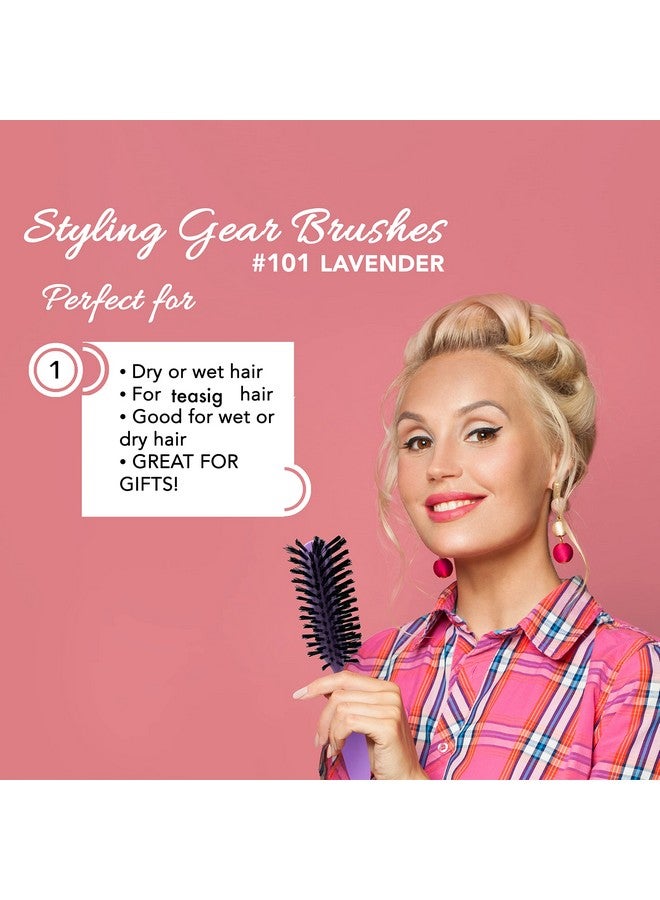 Styling Gear Detangling Hair Brush Nylon Bristles 7 Row Teasing Womens Brush For Thick Hair Small Travel Hairbrush Brush For Hair 2 Pcs. (Lavender) - Image 4