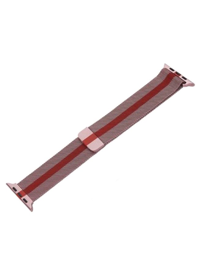 Perfii Replacement Band For Apple iWatch Series 5/4/3/2/1 42-44mm Rose Gold/Red - Image 2