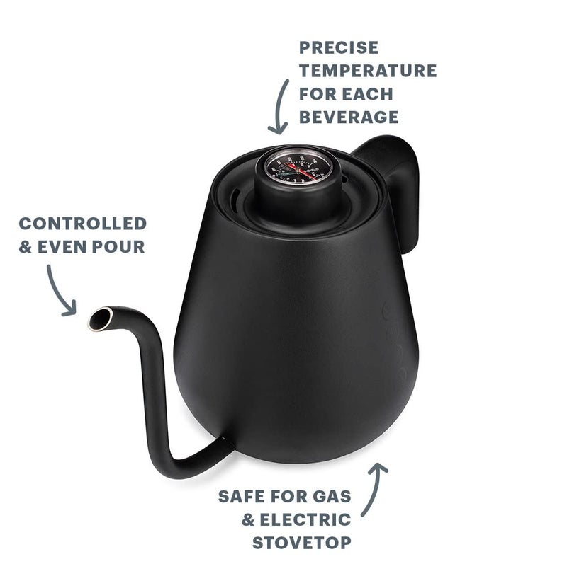 Soma Stainless Steel Gooseneck Coffee & Tea Kettle, Black, 1 Liter, Stovetop - Image 4