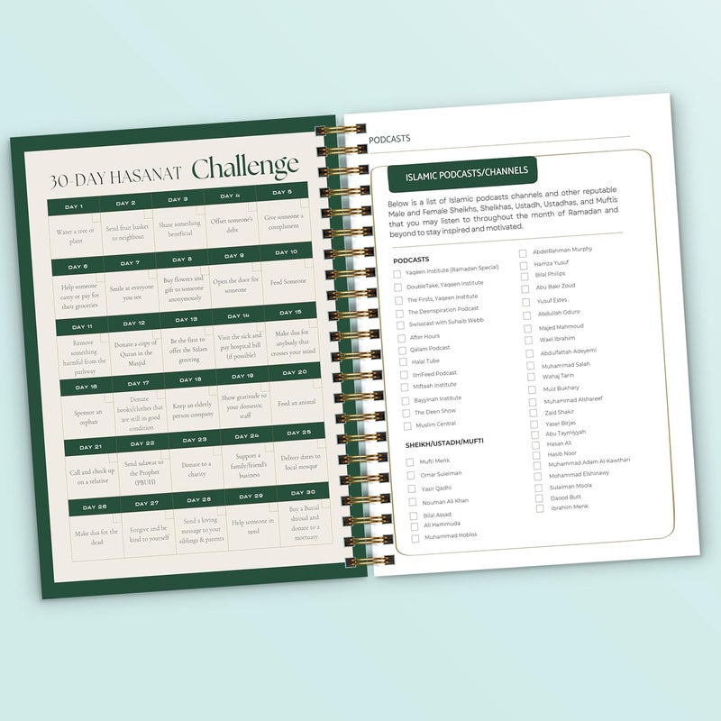 PAPERO Ramadan 2026 Planner and Logbook, 30 Days Fasting Tracker with Hadith, Prayer Journal, Premium Wire Binding - Image 4