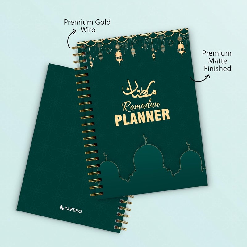 PAPERO Ramadan 2026 Planner and Logbook, 30 Days Fasting Tracker with Hadith, Prayer Journal, Premium Wire Binding - Image 5