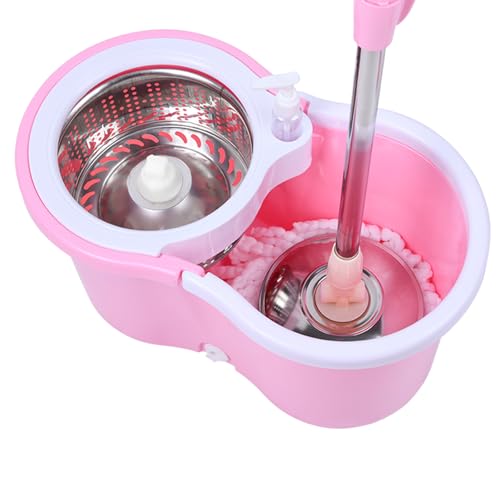 Eleckey Cute Pink Mop and Bucket Set with 3 Extra Refills (Pink) - Image 1
