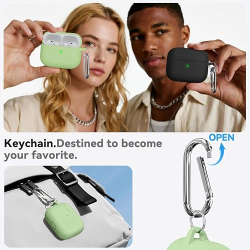 Meyaar for AirPods Pro 3 Case 2025 with Cleaner Kit,Soft Silicone Protective Cases for Apple AirPods Pro 3rd Generation Case for Women Men,AirPod Pro 3 Accessories with Keychain(Pastel Green) - Image 3