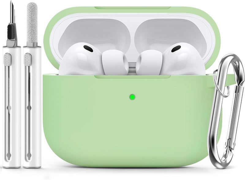 Meyaar for AirPods Pro 3 Case 2025 with Cleaner Kit,Soft Silicone Protective Cases for Apple AirPods Pro 3rd Generation Case for Women Men,AirPod Pro 3 Accessories with Keychain(Pastel Green) - Image 1