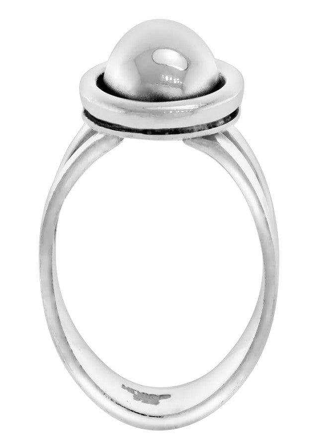 سابرينا سيلفر خاتم فضة إسترليني بتصميم قبة دائرية على شكل دونات للنساء، ساق مشقوقة، عرض 9/16 بوصة، مقاس 10 - Image 2