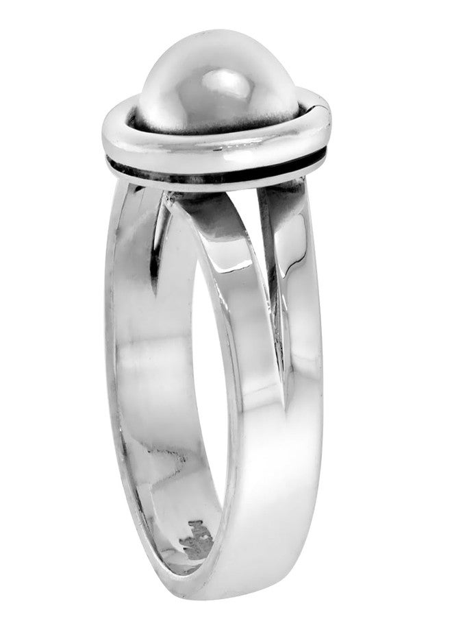 سابرينا سيلفر خاتم فضة إسترليني بتصميم قبة دائرية على شكل دونات للنساء، ساق مشقوقة، عرض 9/16 بوصة، مقاس 10 - Image 3