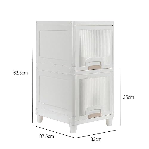 JEYANG Multipurpose Stackable Cupboard Drawer for Clothes Storage; Wardrobe Cabinet Organizer for Office, Kitchen, Bathroom (White, 2 Tier) - Image 3