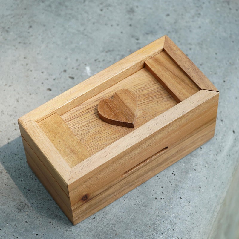 BSIRI Secret Heart Box- Secret Box Brain Teaser Wooden Puzzle Boxes with Hidden Compartments. Ideal Mystery Box, Money Box, Jewelry Box, 3D Puzzle Lock Box, Gift Card, and Money Puzzle Box - Image 4