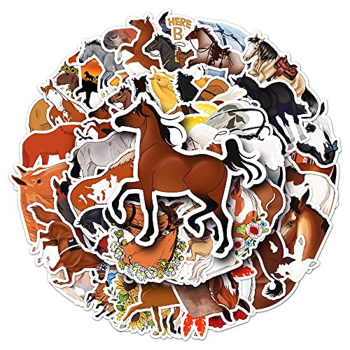 Ratgoo 50 PCS Playful Horse Stickers Pack Cute Cartoon Animals Vinyl Waterproof Decal Stickers for Water Bottles Laptop Luggage Tumbler Skateboard Journal Scrapbook - Image 1