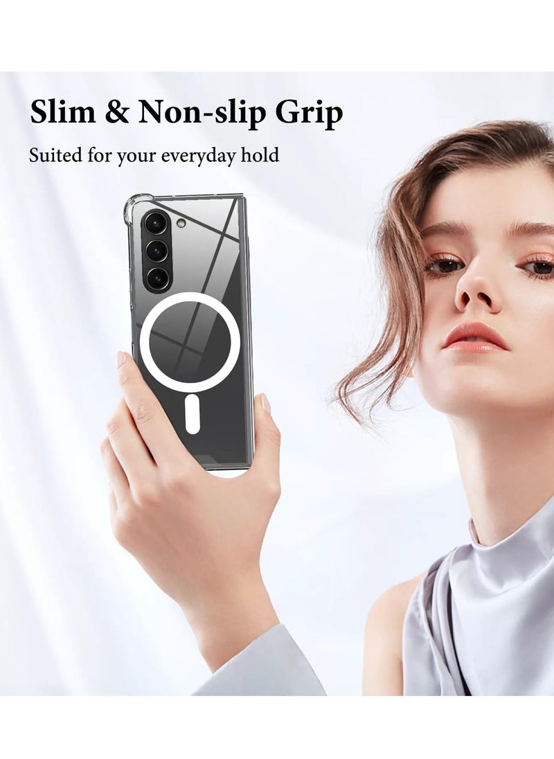 Houmt - Samsung Galaxy Z Fold 6 Case Cover Magsafe Case Support Wireless Charging Hard PC Shockproof Anti Scratch Clear Protective Case Cover for Galaxy Z Fold 6 - Image 1