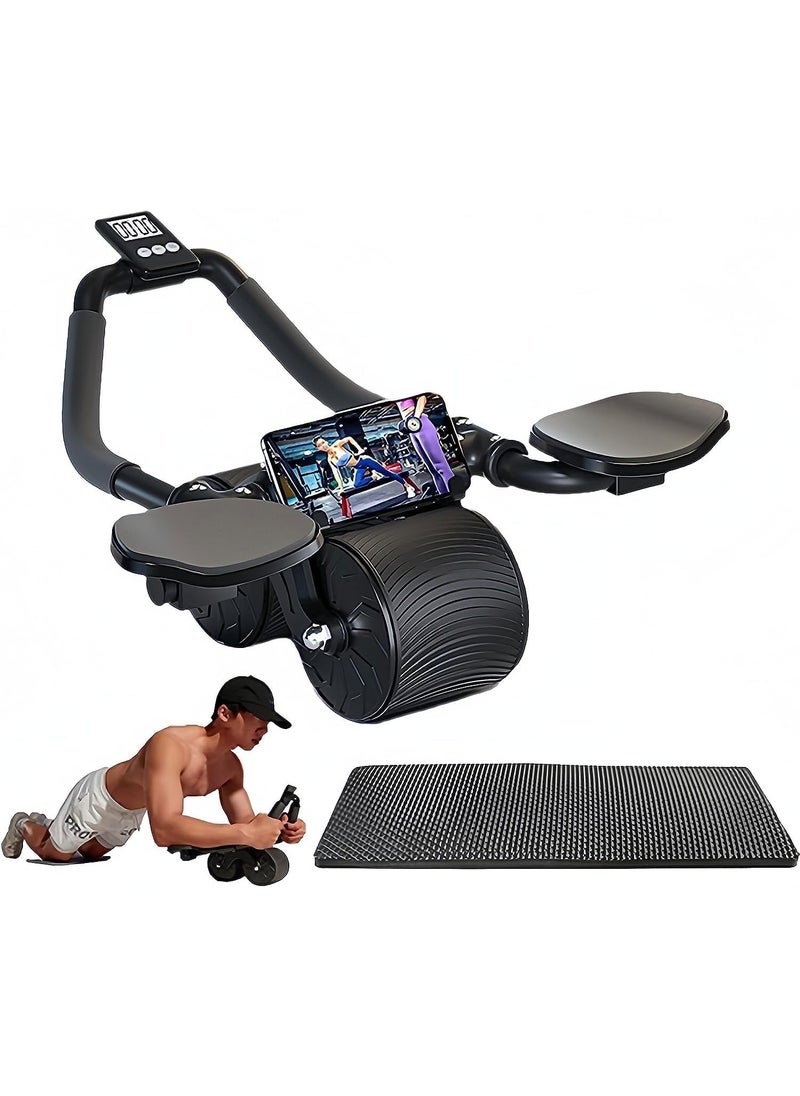 RUIYADA - Exercise Roller Wheel, Automatic Rebound Abdominal Wheel Smart Counter and Knee Pad, Abs Roller Wheel Suitable for Core and Abdominal Muscle Exercise Equipment - Image 1