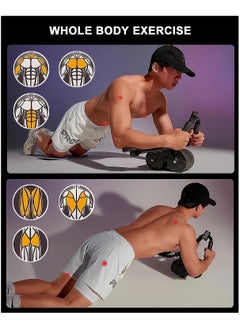 RUIYADA Exercise Roller Wheel, Automatic Rebound Abdominal Wheel Smart Counter and Knee Pad, Abs Roller Wheel Suitable for Core and Abdominal Muscle Exercise Equipment  - Image 2