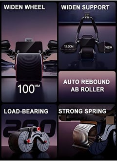 RUIYADA Exercise Roller Wheel, Automatic Rebound Abdominal Wheel Smart Counter and Knee Pad, Abs Roller Wheel Suitable for Core and Abdominal Muscle Exercise Equipment  - Image 4
