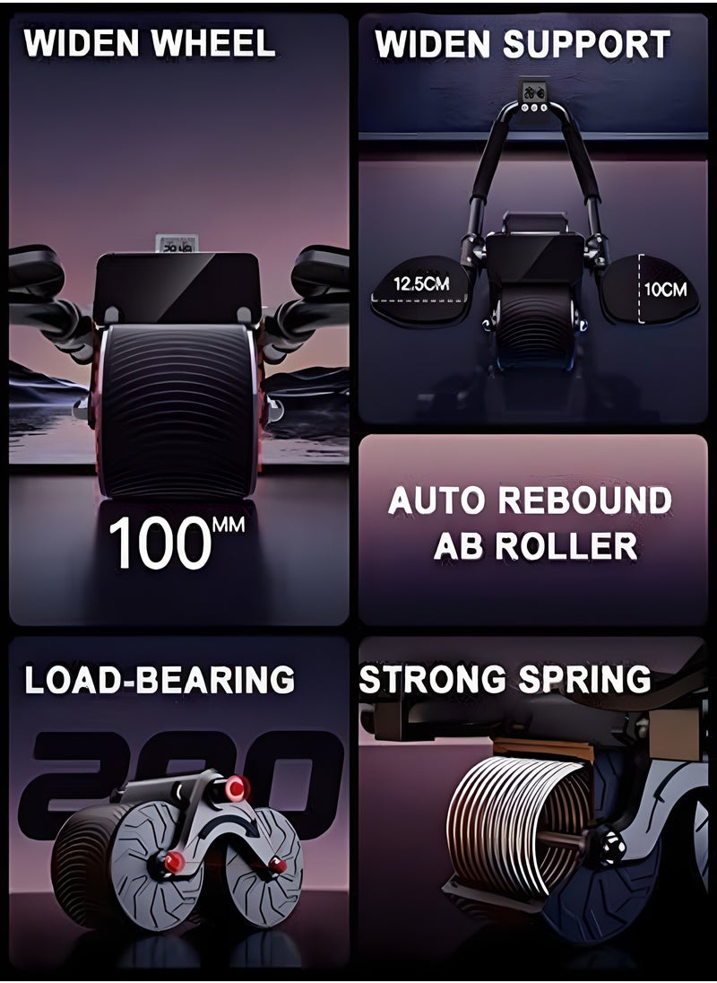 RUIYADA - Exercise Roller Wheel, Automatic Rebound Abdominal Wheel Smart Counter and Knee Pad, Abs Roller Wheel Suitable for Core and Abdominal Muscle Exercise Equipment - Image 1