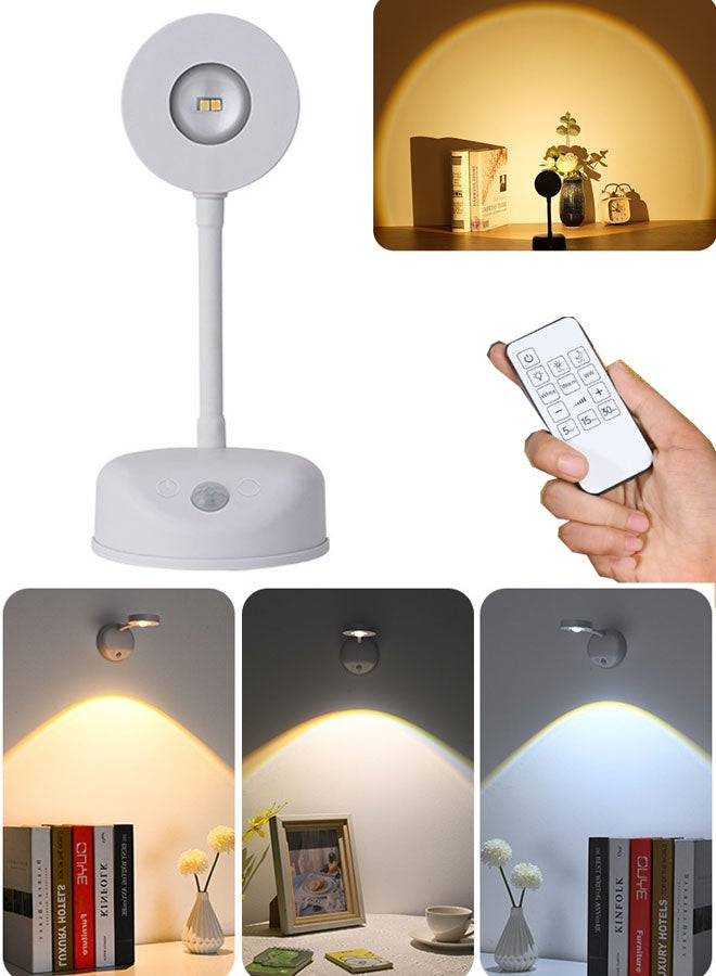 Monda LED Night Light with Motion Sensor, Rechargeable Wall Lamp with Remote Control, Multifunctional and Touch Control, 360° Rotating Wireless Spotlight, Can Timer to turn off lights, Dawn Lamp for Bedroom, Hallway, Stairs - Image 1