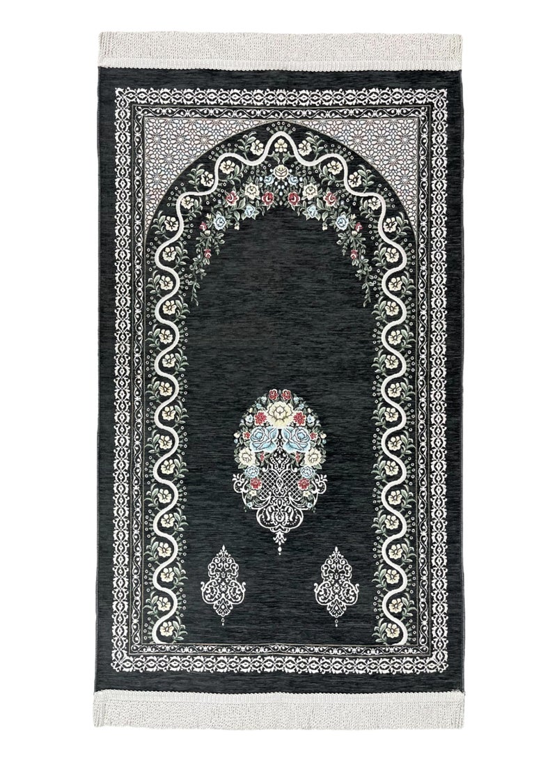 الحرائر  سجادة صلاة فاخرة من قماش الشانيل طويلة الأمد وذات جودة عالية برسوم وزخارف إسلامية مزهرة وألوان متعددة تناسب جميع الأذواق 120X70 سم - Image 1